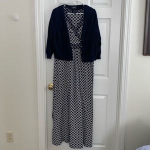 Lands End Navy Dress with Dress Cardigan